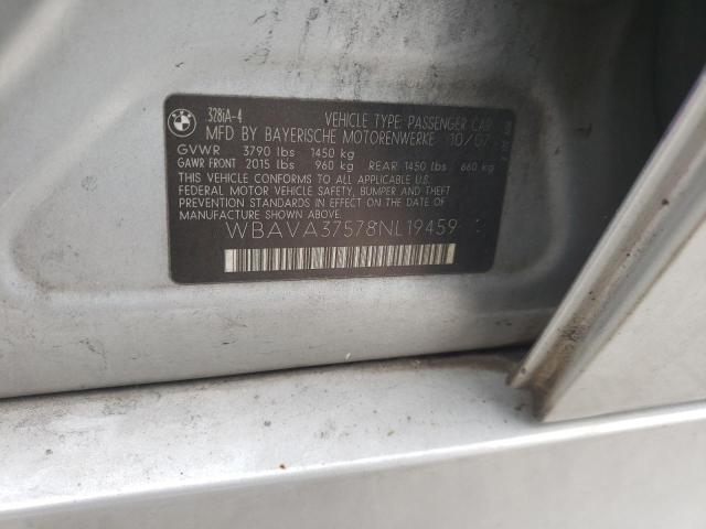Photo 10 from auction – 2008 BMW 328 I with VIN WBAVA37578NL19459