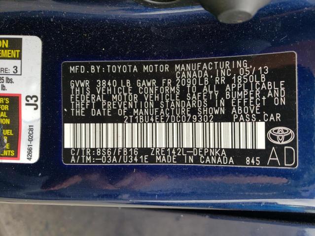 Photo 10 from auction – 2013 TOYOTA COROLLA BA with VIN 2T1BU4EE7DC079302