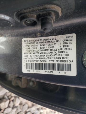 Photo 10 from auction – 2014 HONDA CIVIC EXL with VIN 2HGFB2F99EH545690