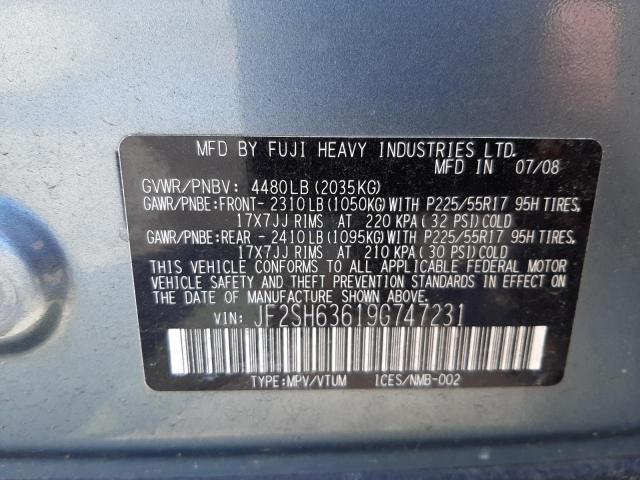 Photo 10 from auction – 2009 SUBARU FORESTER 2 with VIN JF2SH63619G747231