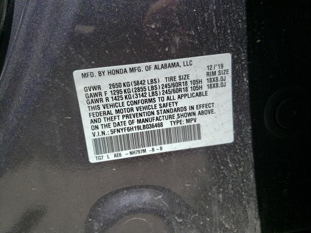 Photo 10 from auction – 2020 HONDA PILOT LX with VIN 5FNYF6H19LB036468