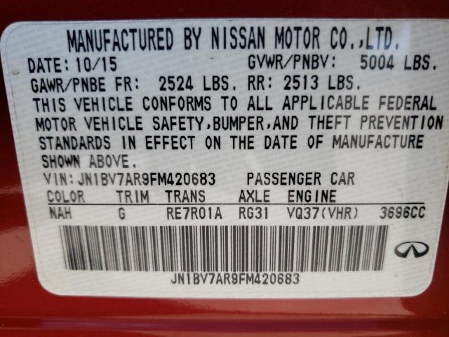 Photo 10 from auction – 2015 INFINITI Q50 BASE with VIN JN1BV7AR9FM420683