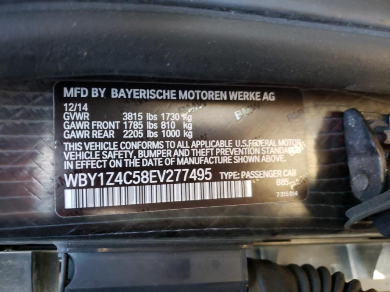Photo 10 from auction – 2014 BMW I3 REX with VIN WBY1Z4C58EV277495