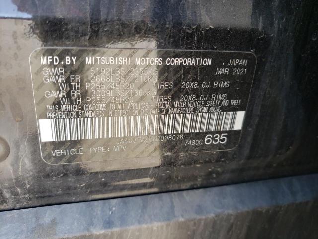 Photo 10 from auction – 2022 MITSUBISHI OUTLANDER with VIN JA4J3TA87NZ008076