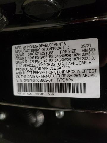 Photo 10 from auction – 2021 HONDA PASSPORT E with VIN 5FNYF8H55MB024611