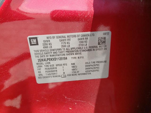 Photo 10 from auction – 2013 CHEVROLET EQUINOX LT with VIN 2GNALPEKXD1129184