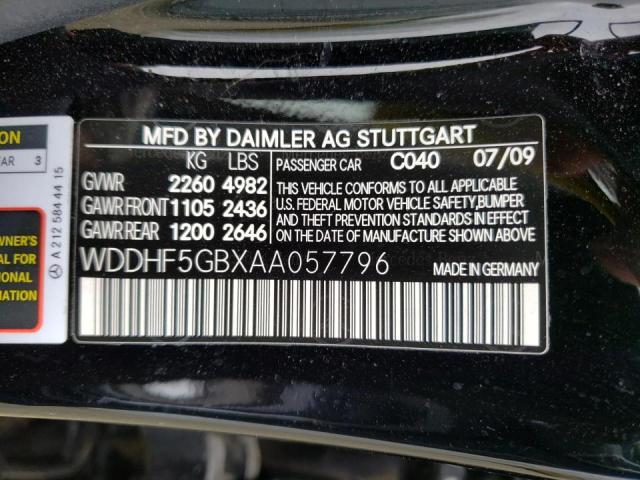 Photo 10 from auction – 2010 MERCEDES-BENZ E 350 with VIN WDDHF5GBXAA057796