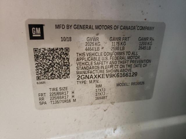 Photo 10 from auction – 2019 CHEVROLET EQUINOX LT with VIN 2GNAXKEV9K6166129