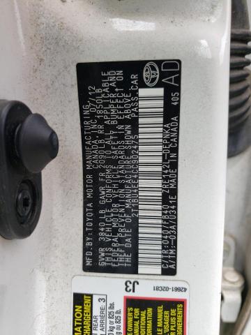 Photo 10 from auction – 2012 TOYOTA COROLLA BA with VIN 2T1BU4EE4CC902475