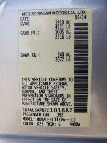 Photo 10 from auction – 2015 NISSAN ALTIMA 2.5 with VIN 1N4AL3AP6FC101887