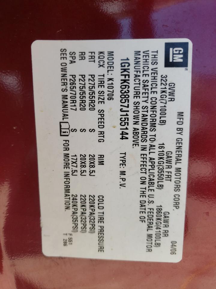 Photo 10 from auction – 2007 GMC YUKON DENA with VIN 1GKFK63857J155144