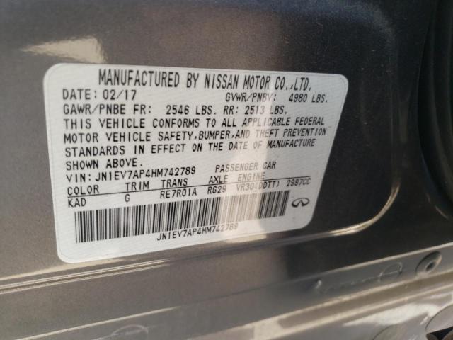 Photo 10 from auction – 2017 INFINITI Q50 PREMIU with VIN JN1EV7AP4HM742789