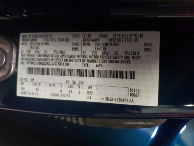 Photo 10 from auction – 2020 FORD ESCAPE SE with VIN 1FMCU9BZXLUC56138