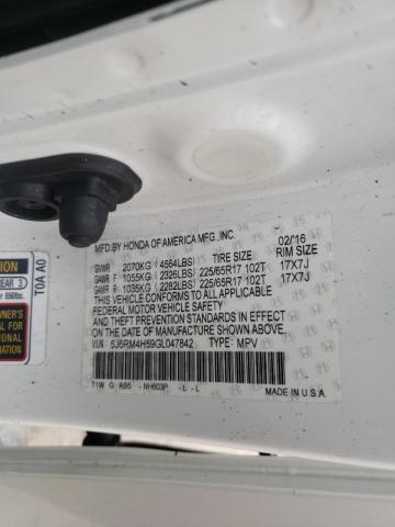 Photo 10 from auction – 2016 HONDA CR-V EX with VIN 5J6RM4H59GL047842