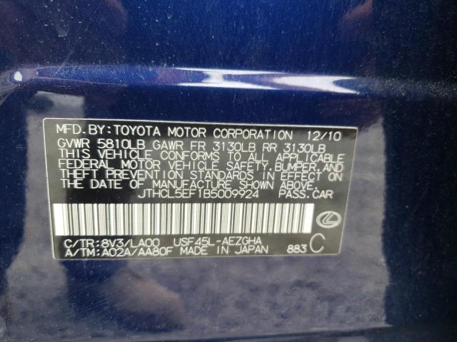 Photo 10 from auction – 2011 LEXUS LS 460 with VIN JTHCL5EF1B5009924