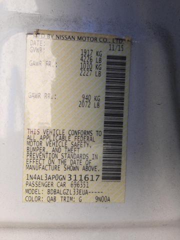 Photo 10 from auction – 2016 NISSAN ALTIMA 2.5 with VIN 1N4AL3AP0GN311617
