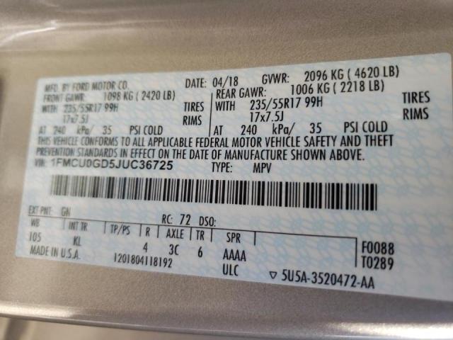 Photo 10 from auction – 2018 FORD ESCAPE SE with VIN 1FMCU0GD5JUC36725