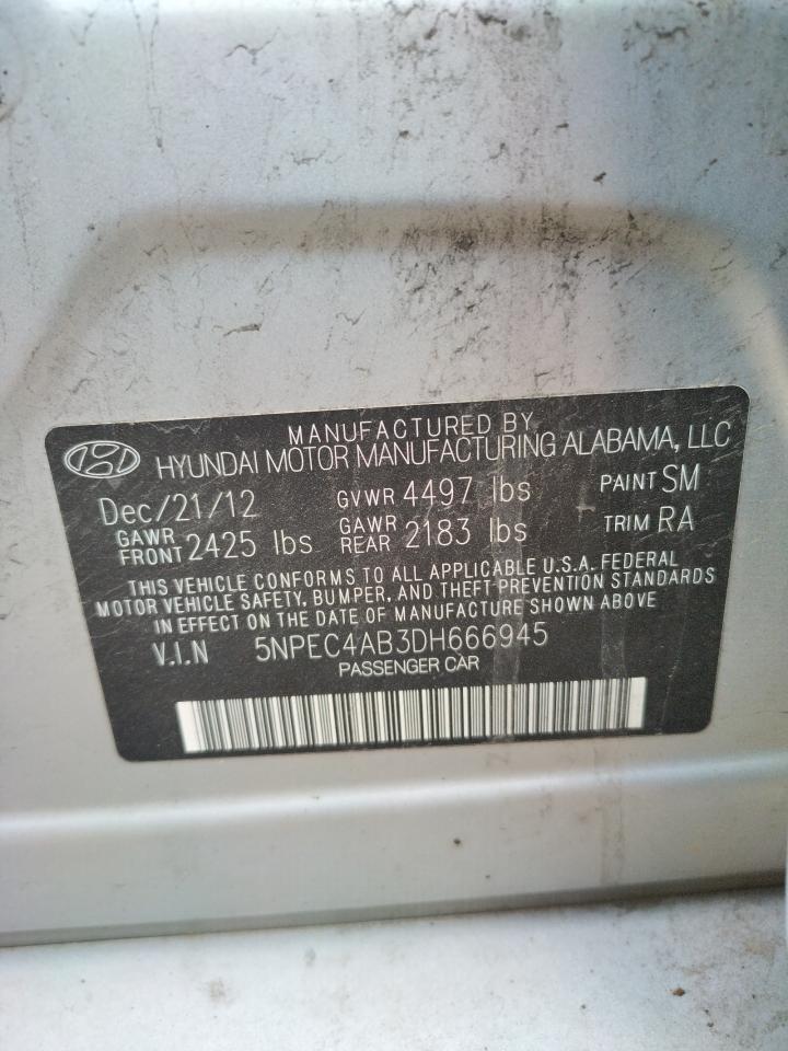 Photo 10 from auction – 2013 HYUNDAI SONATA SE with VIN 5NPEC4AB3DH666945