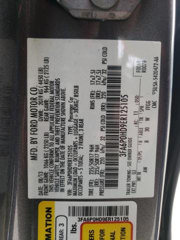Photo 10 from auction – 2014 FORD FUSION SE with VIN 3FA6P0HD9ER125105