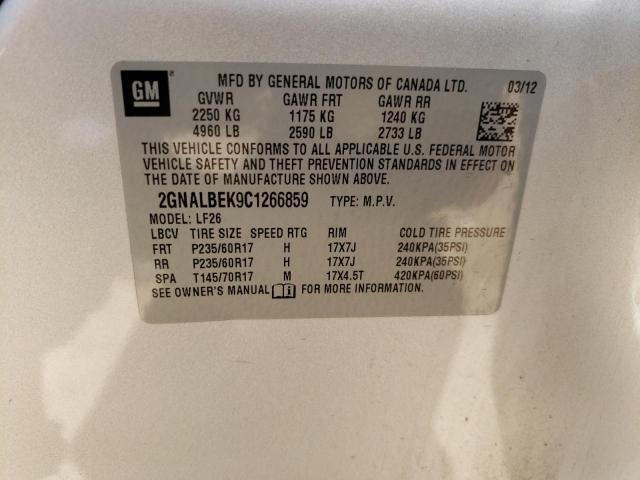 Photo 10 from auction – 2012 CHEVROLET EQUINOX LS with VIN 2GNALBEK9C1266859