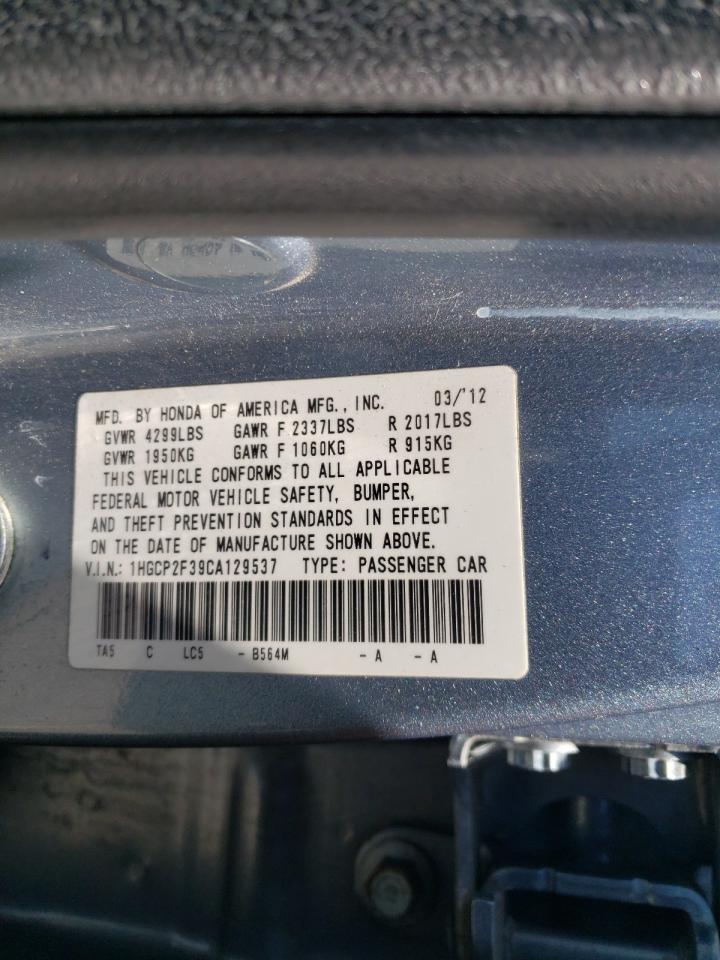 Photo 10 from auction – 2012 HONDA ACCORD LX with VIN 1HGCP2F39CA129537