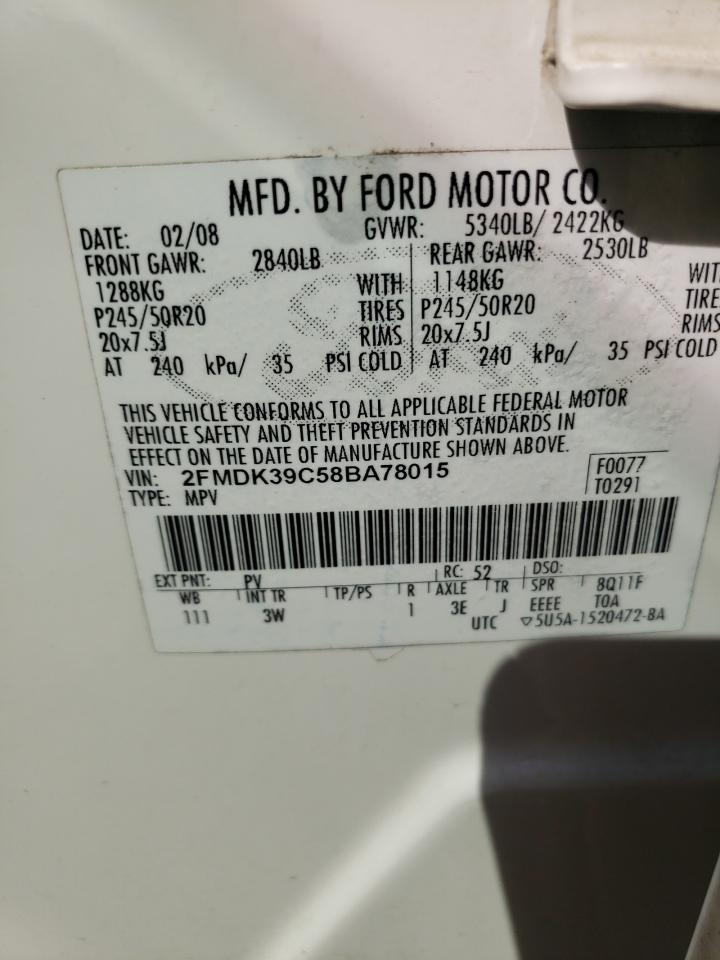 Photo 10 from auction – 2008 FORD EDGE LIMIT with VIN 2FMDK39C58BA78015