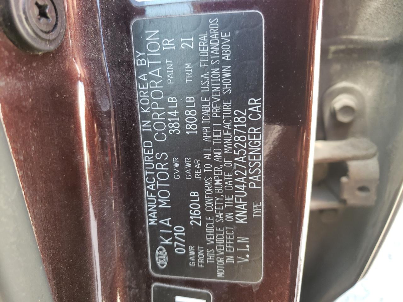 Photo 10 from auction – 2010 KIA FORTE EX with VIN KNAFU4A27A5287182