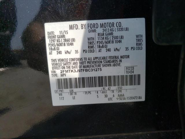 Photo 10 from auction – 2015 FORD EDGE SEL with VIN 2FMTK3J97FBC31275