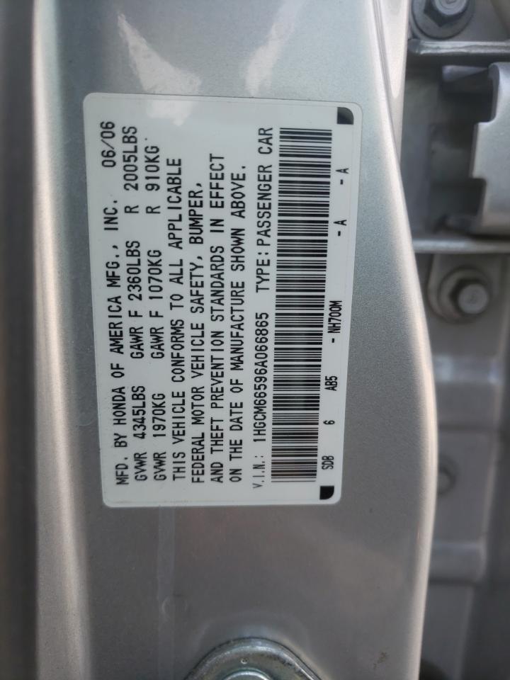 Photo 18 from auction – 2006 HONDA ACCORD EX with VIN 1HGCM66596A066865