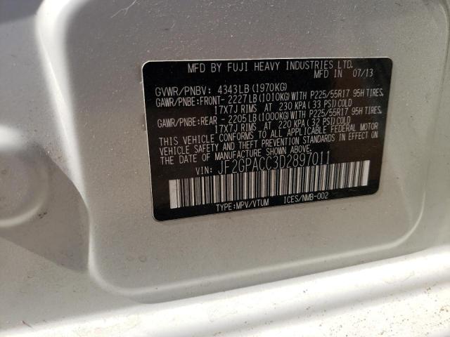 Photo 10 from auction – 2013 SUBARU XV CROSSTR with VIN JF2GPACC3D2897011