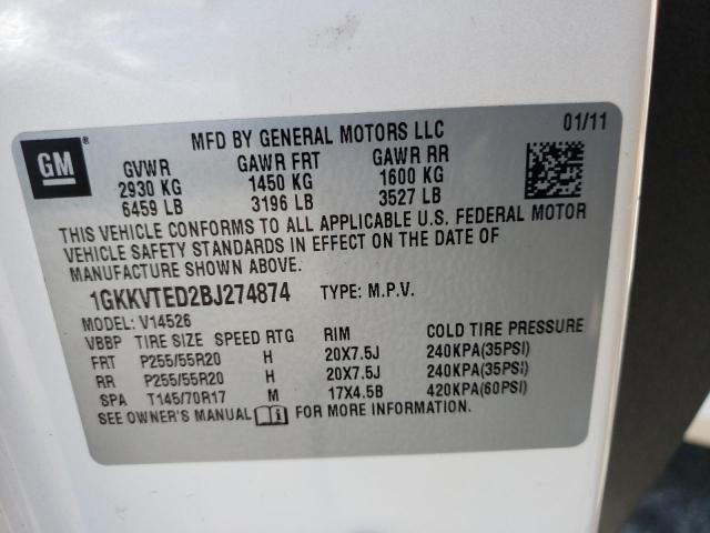 GMC ACADIA DEN 2011 with VIN 1GKKVTED2BJ274874 - Photo from auction