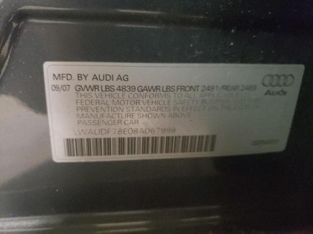 Foto 1 de la subasta – 2008 AUDI A4 2.0T QU con VIN WAUDF78E08A067998