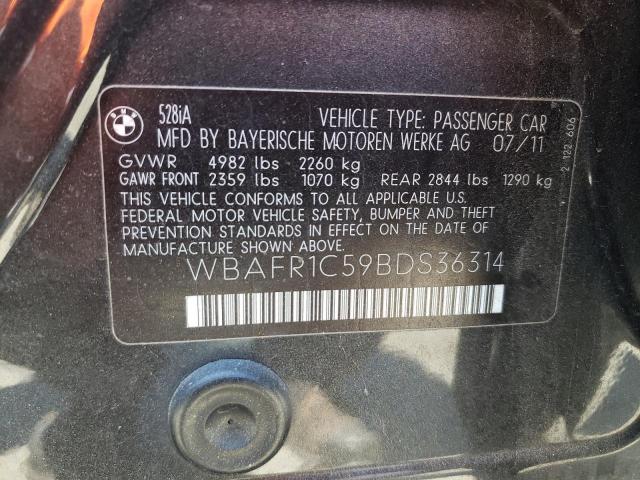 Photo 10 from auction – 2011 BMW 528 I with VIN WBAFR1C59BDS36314