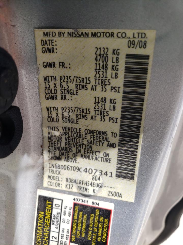 Photo 10 from auction – 2009 NISSAN FRONTIER K with VIN 1N6BD06T09C407341