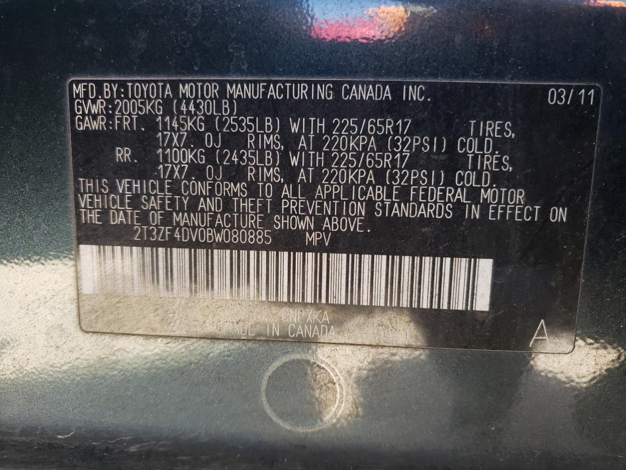Photo 10 from auction – 2011 TOYOTA RAV4 with VIN 2T3ZF4DV0BW080885