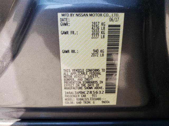 Photo 10 from auction – 2017 NISSAN ALTIMA 2.5 with VIN 1N4AL3AP0HC285632