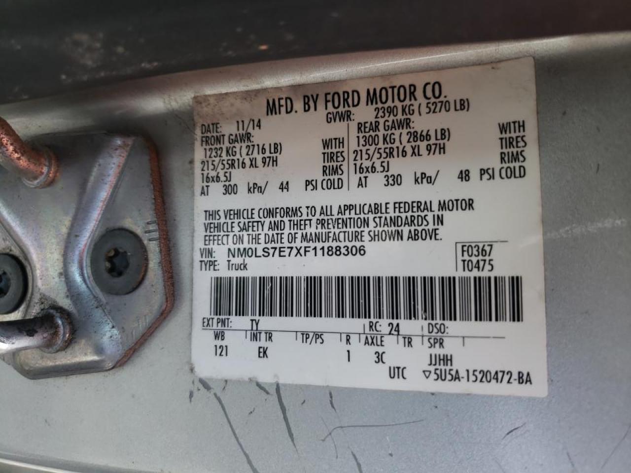Photo 10 from auction – 2015 FORD TRANSIT CO with VIN NM0LS7E7XF1188306