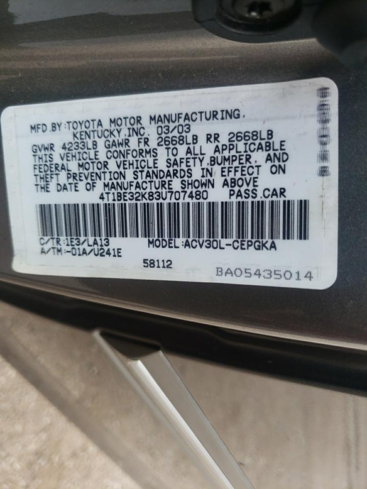 Photo 10 from auction – 2003 TOYOTA CAMRY LE with VIN 4T1BE32K83U707480
