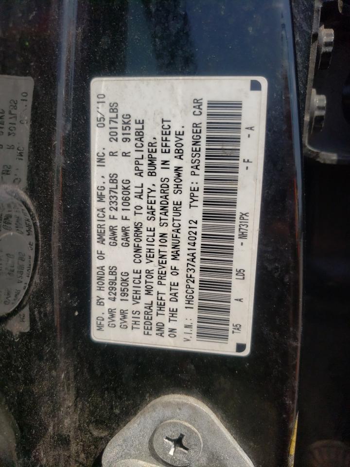 Photo 10 from auction – 2010 HONDA ACCORD with VIN 1HGCP2F37AA140212
