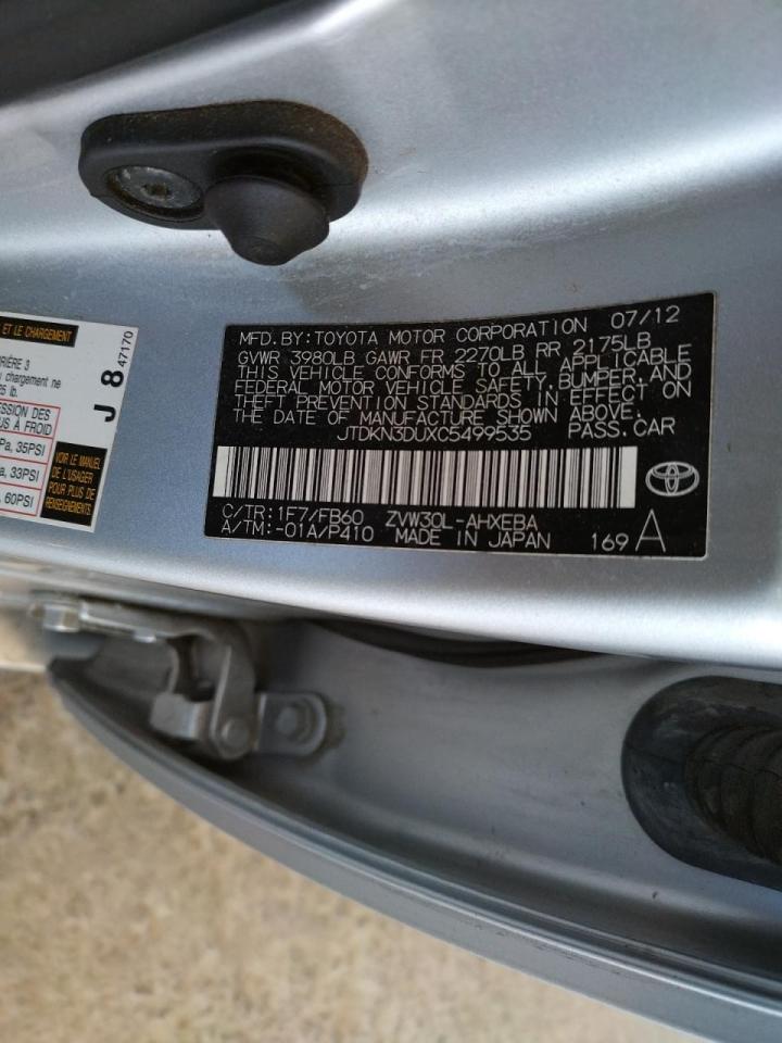 Photo 10 from auction – 2012 TOYOTA PRIUS with VIN JTDKN3DUXC5499535