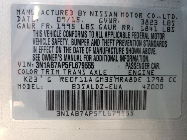 Photo 10 from auction – 2015 NISSAN SENTRA S with VIN 3N1AB7AP5FL679555