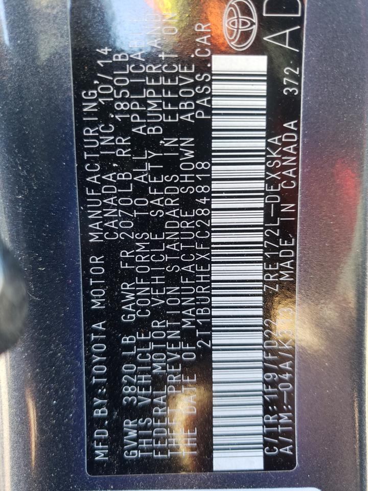 Photo 10 from auction – 2015 TOYOTA COROLLA L with VIN 2T1BURHEXFC284818