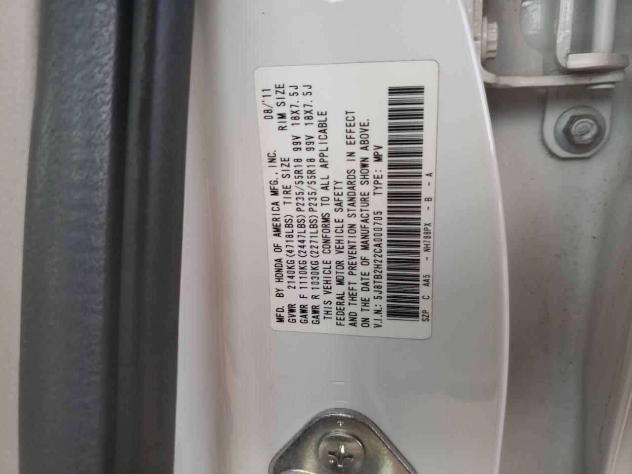 Photo 10 from auction – 2012 ACURA RDX with VIN 5J8TB2H22CA000705