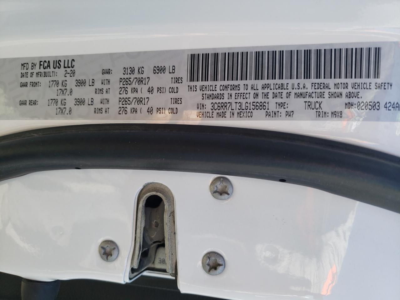 Photo 10 from auction – 2020 RAM 1500 CLASS with VIN 3C6RR7LT3LG156861