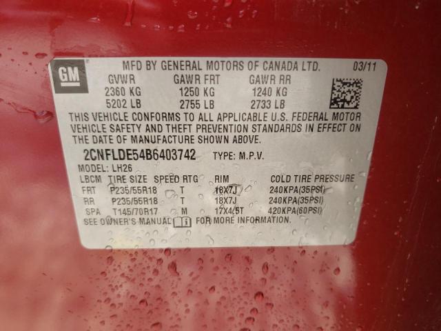 Photo 10 from auction – 2011 CHEVROLET EQUINOX LT with VIN 2CNFLDE54B6403742