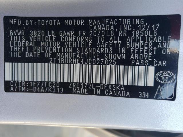Photo 10 from auction – 2018 TOYOTA COROLLA L with VIN 2T1BURHE4JC027825