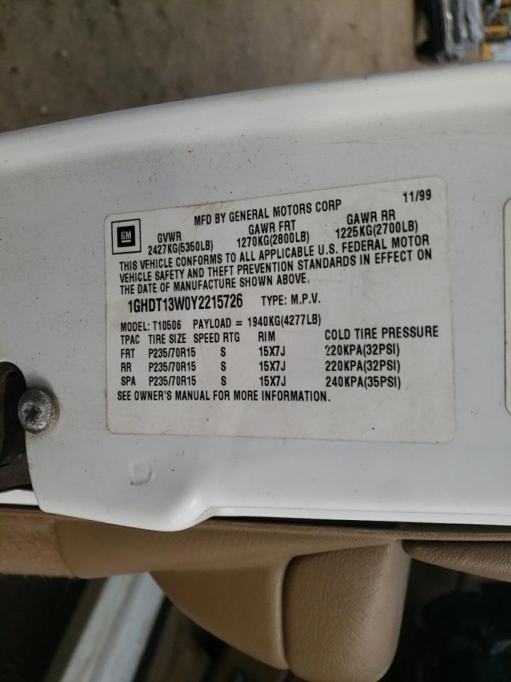 Photo 10 from auction – 2000 OLDSMOBILE BRAVADA with VIN 1GHDT13W0Y2215726