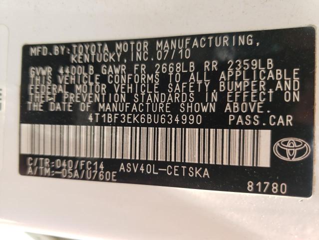 Photo 10 from auction – 2011 TOYOTA CAMRY BASE with VIN 4T1BF3EK6BU634990