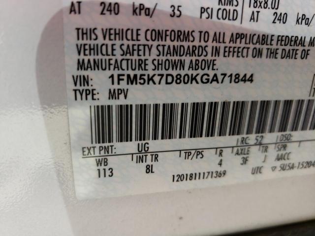 Photo 10 from auction – 2019 FORD EXPLORER X with VIN 1FM5K7D80KGA71844