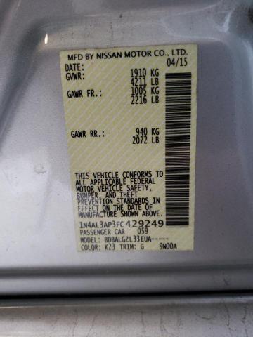 Photo 10 from auction – 2015 NISSAN ALTIMA 2.5 with VIN 1N4AL3AP3FC429249